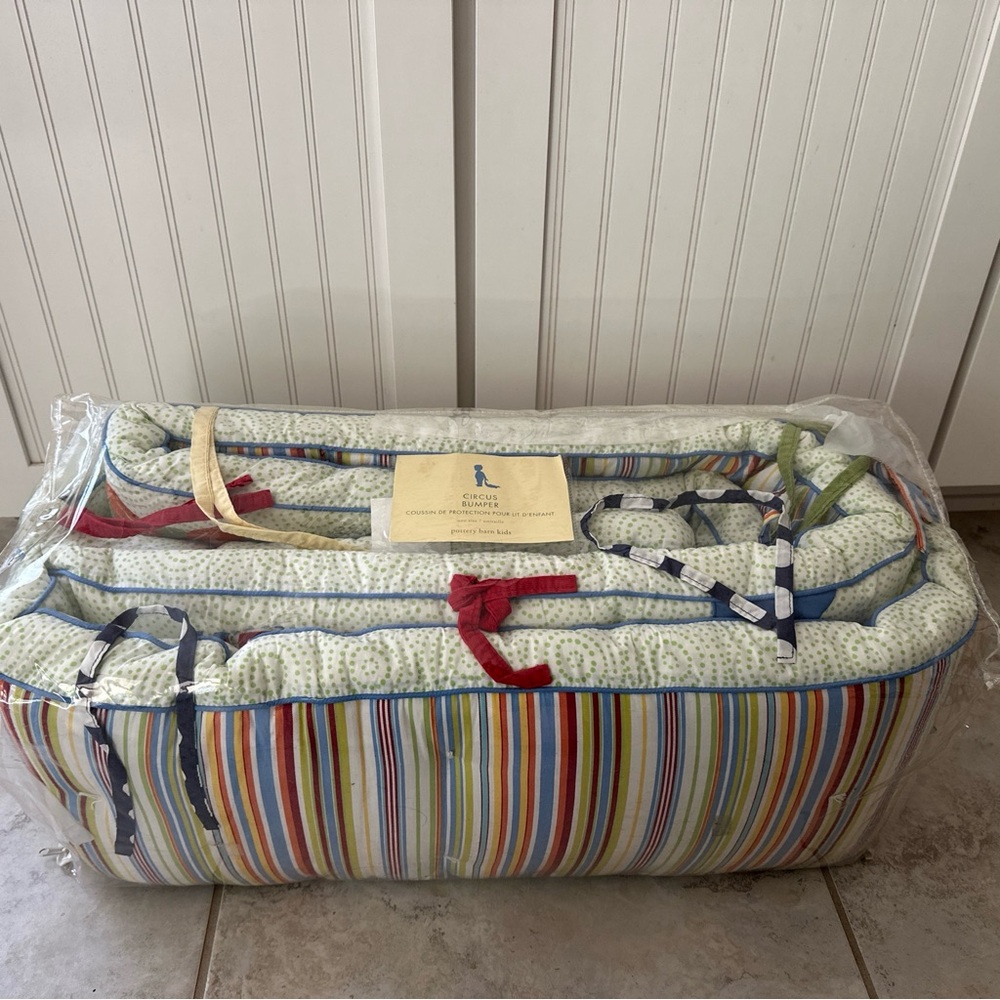 Pottery Barn Kids Multicolor Striped Bedding Bumper